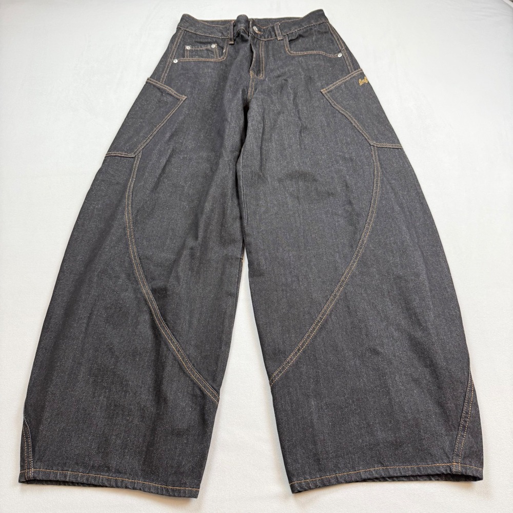 Inflation Design Y2K Cyber Baggy Jeans Mens 29X29 Dark Wash Streetwear Skate EUC